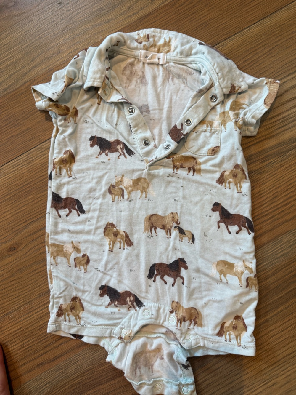 Angel Dear Horse-Print Polo Romper